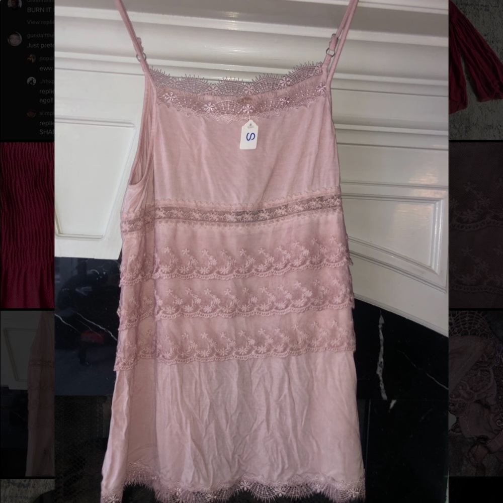 blush pink lace tank